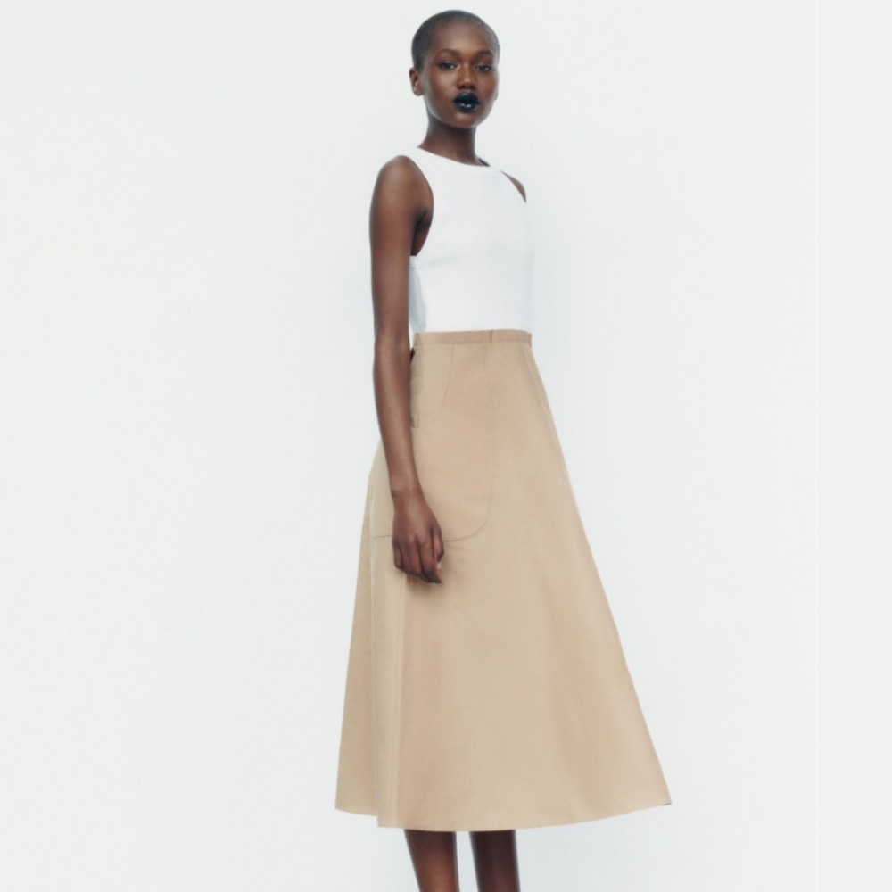 Zara NWT matching pocket midi dress